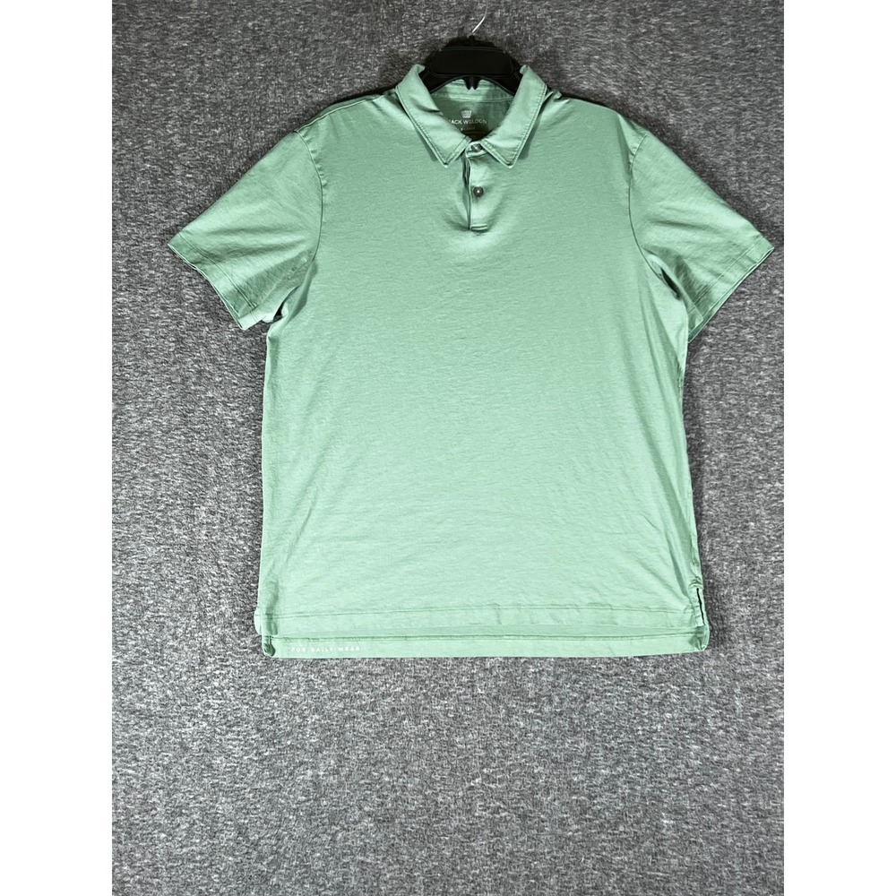Mack Weldon Vesper Polo Shirt Mens Large Sage Green Short Sleeve Mesh Knit Top‎